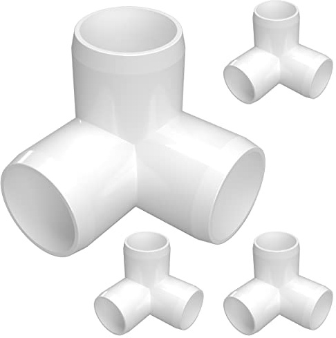 FORMUFIT 1-1/4 3-Way Elbow Furniture Grade PVC Fitting in White, Made in USA, UV-Resistant, Impact-Proof, 1.660 Actual Socket Diameter (Pack of 4)