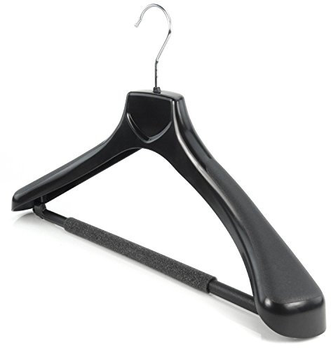 HANGERWORLD 10 Kunststoff Kleiderbügel Schwarz 45cm Antirutsch Hosensteg Breite Schultern