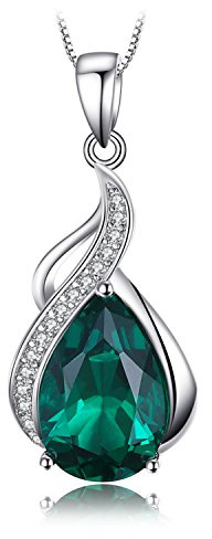 JewelryPalace Droppslipat 2,8ct Smaragdhänge 45cm, Grönt Halsband För Damer Silver 925 Halsband För Damer Ädelstenar Flickor Zirkonia, Smycken Med Sten För Kvinnor Alla Hjärtans Dag