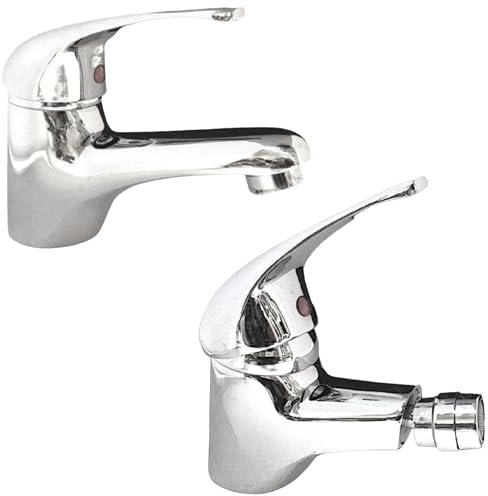 Coppia Rubinetti Classici: Lavabo e Bidet Cromati, Completi e Funzionali