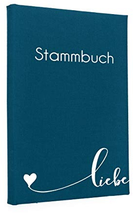 Hochzeitideal – Stammbuch der Familie Serie Liebe türkis 21,0 cm x 15,0 cm - Buchbinderleinen Stammbuch Hochzeit - Familienbuch Standesamt mit 6-Fach Ringmechanik für Urkunden mit Behördenlochung