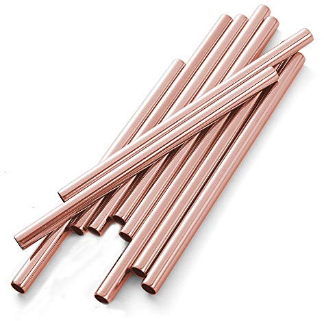 Sunwinc 100Pack Reusable Boba Straws&Jumbo Smoothie Straws-0.5 Wide. Stainless Steel 18/10 Extra Wide Reusable Metal Straws,Fat Boba Straws for Bubble Tea,Milkshakes,Jumbo Drinks (Rose gold-100Pack)