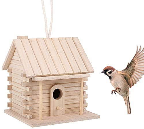 HERCHR Maisons d'oiseaux en Bois pour l'extérieur, Maisons d'oiseaux, mangeoire à Oiseaux, Maison pour Troglodytes pour l'extérieur 7.1x6.3x6.7inch
