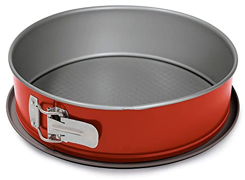 Guardini Rossana 2.0, Kuchenform, 1 Boden 28 cm, Stahl mit Antihaftbeschichtung, auslaufsicherer Boden, Farbe Rot/Grau