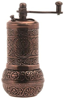 LaModaHome Antique Copper Manual Hand Grinder Mill for Turkish Greek Arabic Coffee Beans & Spice Pepper Salt, Brass