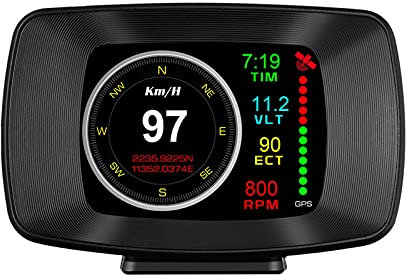 Luckxing Auto Head Up Display, HUD OBD GPS Display Auto HUD OBD + GPS System Smart Head Up Display Mit Navigation Drehzahlmesser Übergeschwindigkeit Warnung Wasser & Öltemperatur Alarmanlage