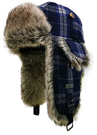 Alkaidstar Unisex Fliegermütze Rib Wolle Bomber Aviator Pilot Hat Faux Fellmütze Winter Russische Mütze Herren Bomber Hut