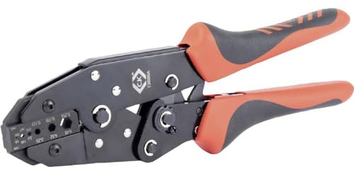 Pinza crimpatrice a cricchetto per cavo coassiale