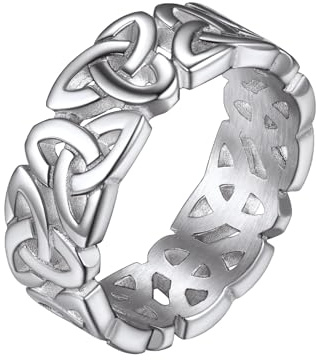 Richsteel Anillo Amistad BFF Nudos Trinidad, Anillo Liso Promesa Alianza de Pareja, Acero Inoxidable