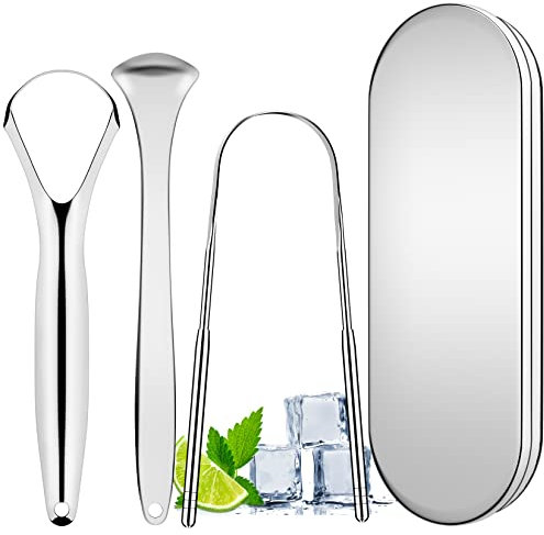 Artcut Tongue Scraper, 3-Pack Stainless Steel Tongue Cleaner with Travel Case, Toungescraper Tongue Scrapers for Adults, Kids, Scraper Tongue Cleaners Kit for Fresh Breath & Oral Health