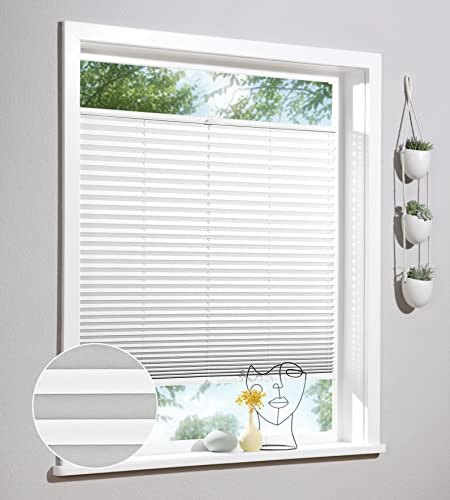 Deco Home | Plissee nach Maß, Personalisierbare Plissees mit & ohne Bohren, Sichtschutz Fenster, Faltrollos | Hellgrau