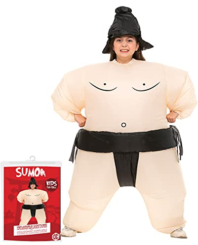 AirSuit® Déguisement Gonflable Sumo pour Enfants | Taille 120 à 150cm | Costume Insolite pour Carnaval | En Polyester très Résistant - Agréable à Porter | Système de Gonflage Inclus | OriginalCup®