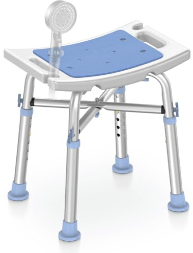 Delog Heavy Duty Shower Chair - 500lb Capacity, Padded Bath Seat with 6 Height Adjustable Tubes - Tool Free Anti-Slip Bench for Elderly, Senior, Handicap & Disabled