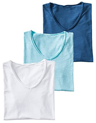 3 Uds Algodón Sólido Camiseta Hombre Casual Cuello Pico Manga Corta Hombre Camisetas Suaves Tops Camisetas F037-V-3PCS-6 3XL