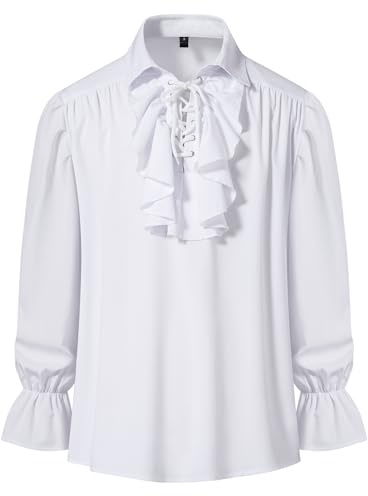 Chemise à lacets à manches longues style rétro Renaissance Steampunk victorien pour homme