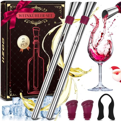 Idee Regalo Uomo, Regalo Uomo Natale, COZII Refrigeratore per Bottiglie Vino, 7 In 1 con 2 Asta di Raffreddamento Inox, Idee Regali Natale, Regali Uomo Idee Regalo Donna