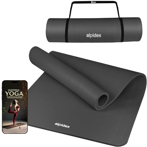 ALPIDEX Tapis Yoga Épais 1,5cm 190x100cm Antidérapant Sport Gym Anthracite