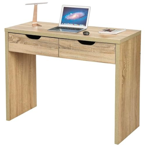 Avilia Tavolo Consolle in Legno Effetto Rovere, Scrivania con 2 Cassetti Profondi per Riporre Chiavi e Accessori - Consolle Adatta per Soggiorno, Camera o Ufficio - Consolle Ingresso di 100x39x80 cm