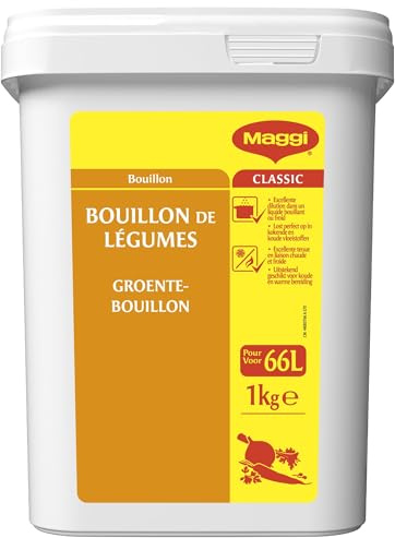 MAGGI PROFESSIONAL - Bouillon de Légumes Déshydraté - Boîte de 1kg | Substitut végétarien pour cuisine professionnelle - Permet 66L de bouillon - Dilution rapide - Pour potages et fonds