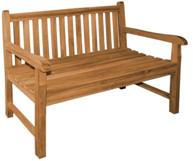 Teako Design Teakholz Bank Piceno Massivholz Wetterfest, Wetterbeständige Gartenbank, mit Armlehnen, Holzbank für Garten und Terasse, langlebig und robust (150 cm), TB-1016-x