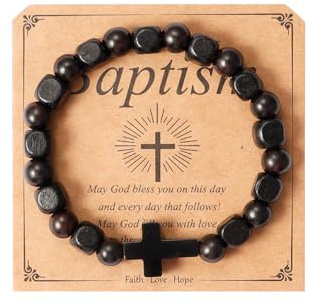 Eigso Herren Christliches Geschenk Kreuz Link Armbänder Hölzerne Mala Perlen Handgemachte Gebet Armbänder für Mann Frau