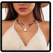 Wedity Seesterne Schildkröte Halskette Beaded Choker Halsketten Einstellbarer Schmuck für Frauen Mädchen