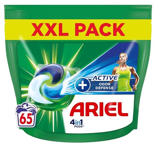 Ariel 4in1 PODS, Lessive Liquide En Capsules 65 Lavages, +Active Odor Defense, Touch Of Febreze, Une Odeur De Propreté 2x Plus Longue