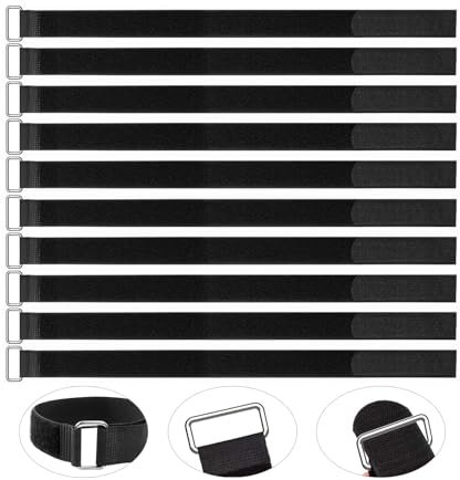 Fascette Velcr Riutilizzabili (10 Pcs), Fascette Riutilizzabili,50cm X 2cm - Regolabili, Resistenti - Cinghie in Nylon - Nero - Ideali Per Gestione Cavi E Fissaggio Oggetti