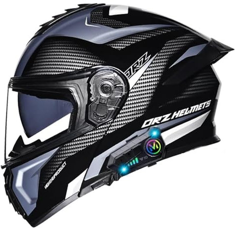 Casque Moto Modulable pour Hommes Et Femmes Casque de Moto Modulable Intégré Bluetooth Homologué ECE avec Casque Moto Anti-BuéE à Double Pare-Soleil pour Hommes et Femmes Adultes 11,XXXL=65~66