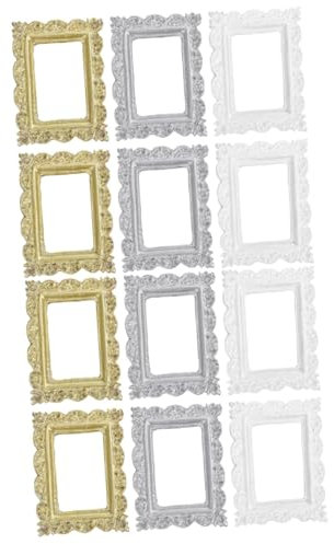 Amosfun 12 Stk Fotorahmen-Ornamente Miniatur-Bilderrahmen Vintage-Fotorahmen vintage bilderrahmen retro bilderrahmen Golddekor Vintage- kleiner fotohalter selber machen DIY & Handwerk