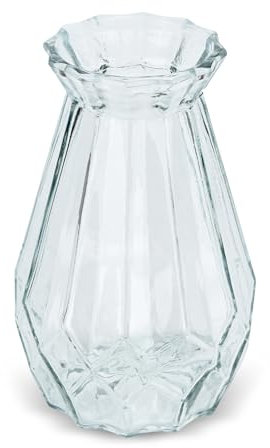 Jarrón de Vidrio dutty Degradado jarrón Multicolor jarrón geometría de Cristal Superficie jarrón de Vidrio de Color, Adecuado para el hogar, Oficina, Boda o floristería (Transparencia)