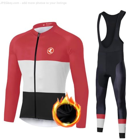 UGLY FROG 2024-2025 Herren Thermische Fleece Winter Fahrradbekleidung Radsportanzüge Fahrradtrikot mit Thermofleecefutter Fahrradhose mit Sitzpolster + 9D Gel für Radfahren MTB Outdoor