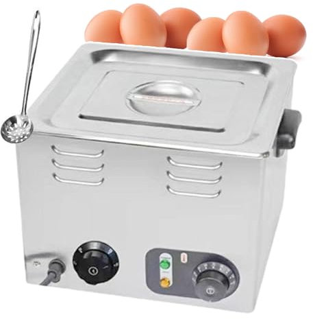 WOTZOV Hervidor de Huevos eléctrico de Aguas Termales para Uso Comercial y doméstico, máquina automática para escalfar Huevos, máquina para cocinar Huevos Profesional de 6 l, Tiempo y te