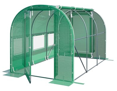 TOOLPORT Foliengewächshaus Gewächshaus 2x3m Premium mit schwenkbarer Türkonstruktion PE-Plane 180 g/m² grün transparent