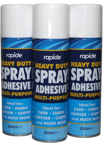 3 X BH Heavy Duty Multi-Purpose Spray Adhesive, for Card Paper Vinyl Fabric Leather, DIY, Crafts, Each 300ml, Pack of 3