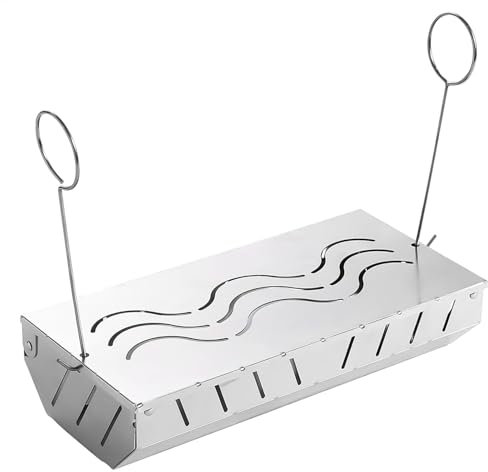 Räucherbox, Edelstahl-Grillzubehör, Holzkohlegrill, Holzspäne-Halter mit Deckel, verbessert den rauchigen Geschmack, stabiles Outdoor-Kochwerkzeug, 24 x 11 x 5 cm für Zuhause