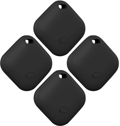 BuLuHAHA Air Tag Smart Tracker Compatible con Buscar Apple(Solo iOS), Resistente al Agua, Buscador de Objetos Bluetooth para Llaves, Bolsos, Equipaje y Mascotas. (Negro, 4 Pack)