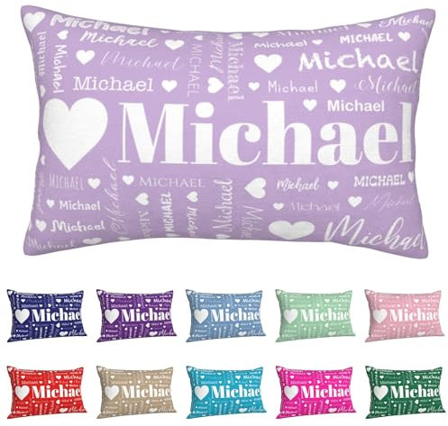 Custom Name Pillow Cover with Love Heart 16x24(60x40cm) Personalized Your Own Throw Pillowcase with Name Text Decorative Cushion Cover for Couch Bed Home Decor