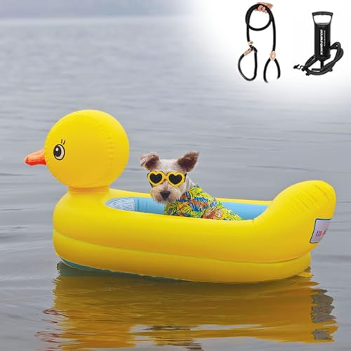 Galleggiante per piscina per cani, piattaforma d'acqua gonfiabile per cani di piccola taglia fino a 15 kg, zattera pieghevole con pompa e corda