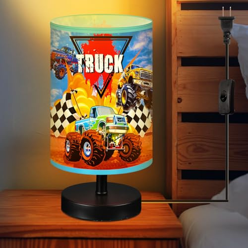 Glooglitter Monster Truck Themed Table Lamp 3 Colors Dimmable Lights 9.72 x 5.12 Inch Monster Truck Themed Night Light Bedside Lamps Decoration for Bedroom Desk Birthday Gifts for Christmas Home Decor