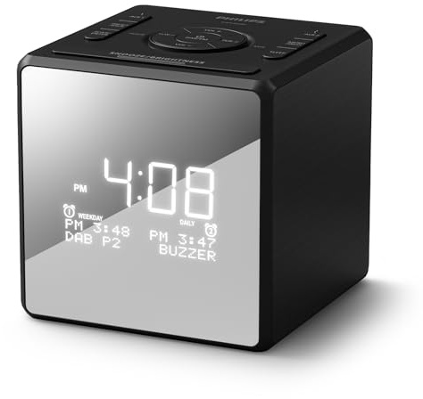 Philips TAR4650 Radio Despertador Dab+/FM con Doble Alarma – Puerto USB, Cable múltiple Incluido