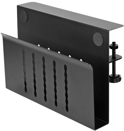 Versatility - Soporte ergonómico de aluminio para laptop, soporte lateral para debajo del escritorio, con agujero de refrigeración, soporte para laptop, sin taladro