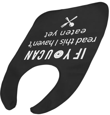 ibasenice Waterproof Adult Bib for Elderly, Washable Clothing Protector with Black Fork and Knife Print, Sturdy Dining Accessory for Men and Women, Reusable Eating Bib for Mealtime