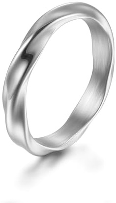 YTBHSHXZ Ringe, gedrehtes Band, 316L-Edelstahl, Pinky-Ring, 4 mm, minimalistisches Design, hypoallergen, Unisex