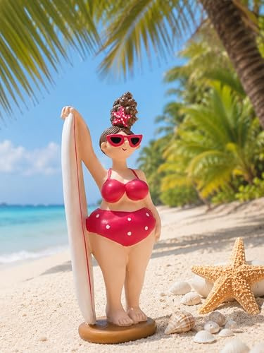 Pommerntraum ®| Dekofigur Sammlerfigur mollige Maritime Badenixe Surferin Strandnixe Badelady Nana-Figur Rubensfigur Bodypositivity Stranddeko Urlaubsdeko (Betty)
