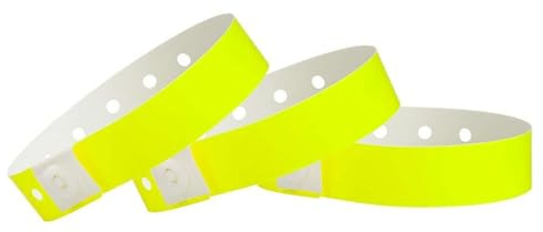500 WristCo Neon Yellow Plastic Wristbands for Events – Extended Wear, Secure Snap Prevents Reuse – Premium-Grade Bracelets for Hospital & Medical ID, Party & VIP Identification