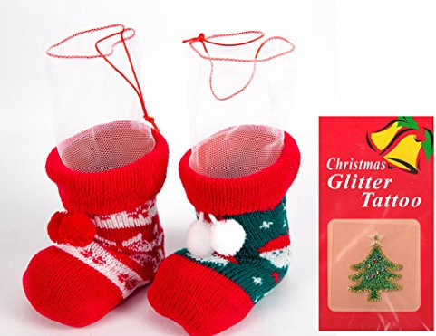 hegro-grosshandel 12 Nikolausstiefel Socke Pack inklusive 1 Glittersticker