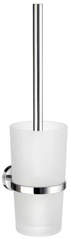 Smedbo K11424 Toilet Brush Wallmount, Polished Chrome HK333 Home Glass Container, Silver, 10.8 x 11 x 41 cm