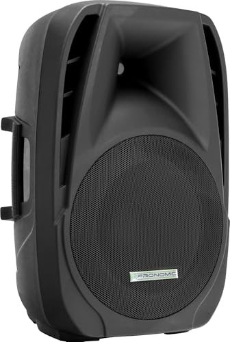 Pronomic PH15A Altavoz para Escenario y Conciertos, Altavoz PA Activo, Caja PA Móvil para Llevar, (Reproductor MP3 USB/SD/Bluetooth, 200 W RMS / 350 W Pico, Woofer de 15, Tweeter de 1,35), Negro