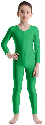 TiaoBug Bodies Jumpsuit Mono para Danza Gimnasia Rítmica Leotardo Body Básico Clásico Manga Larga para Ballet Deporte Niñas Niños Verde 5-6 años